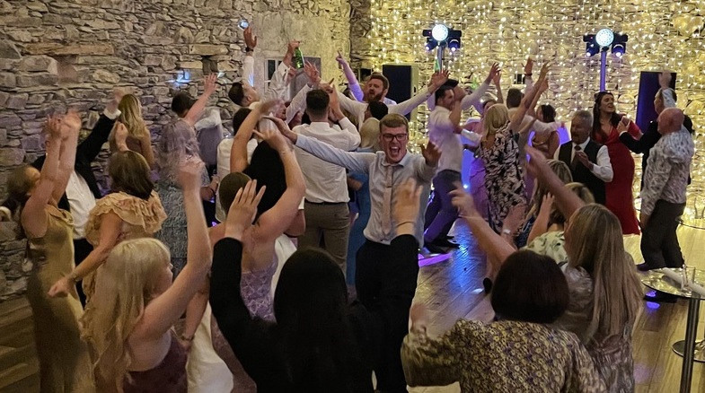 Packed dance floor at a Lake District wedding